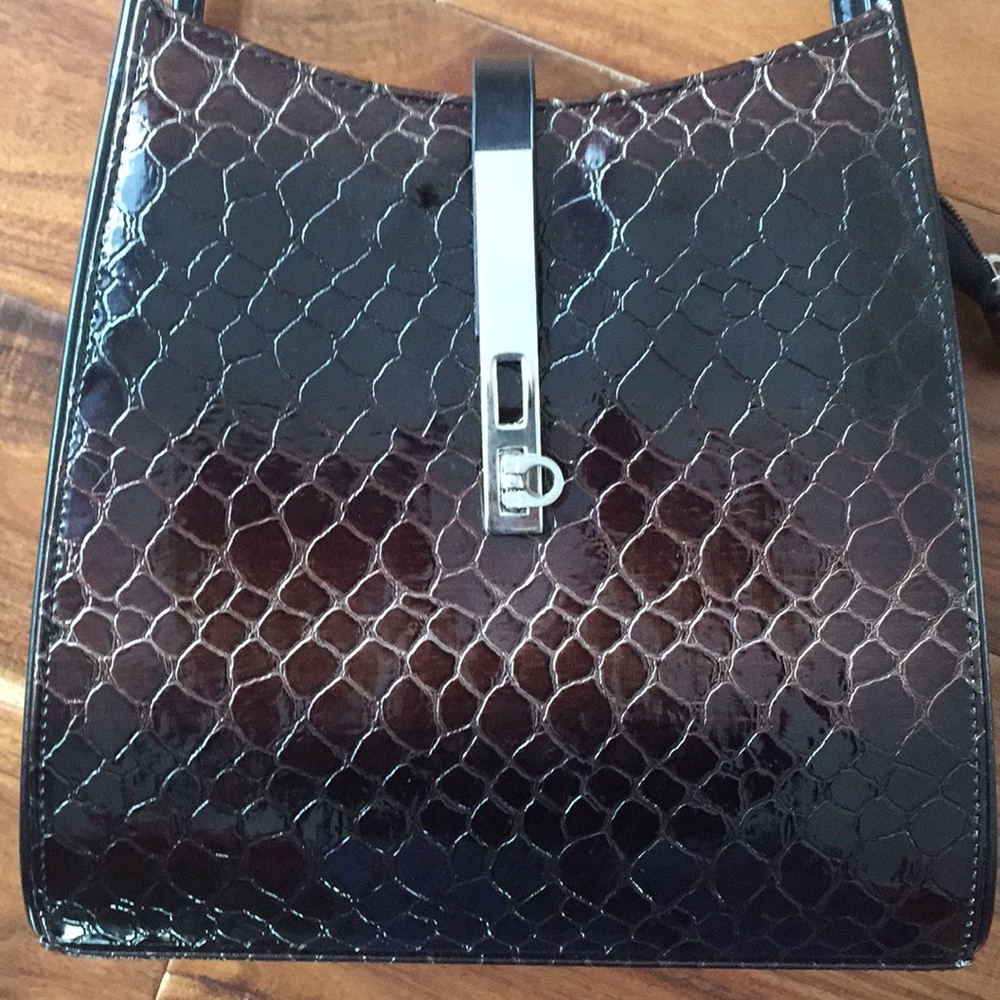 Crocodile Look Embossed Handbag